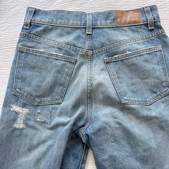Rivet and Thread Distressed Jeans - Picture 11 of 13